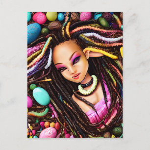 Cartes Pour Fêtes Annuelles Melanin Oeuf de Pâques Rainbow Spring Sista Girl