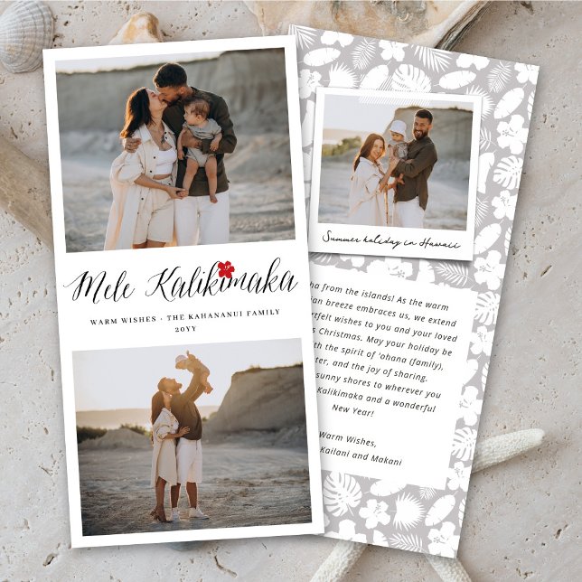 Cartes Pour Fêtes Annuelles Mele Kalikimaka 2 Photo Collage Simple Noël (Créateur téléchargé)