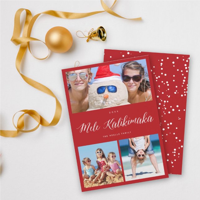 Cartes Pour Fêtes Annuelles Mele Kalikimaka 3 Photo Collage Simple Noël (Créateur téléchargé)