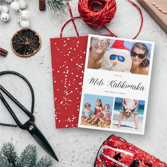 Cartes Pour Fêtes Annuelles Mele Kalikimaka 3 Photo Collage Simple Noël (Créateur téléchargé)