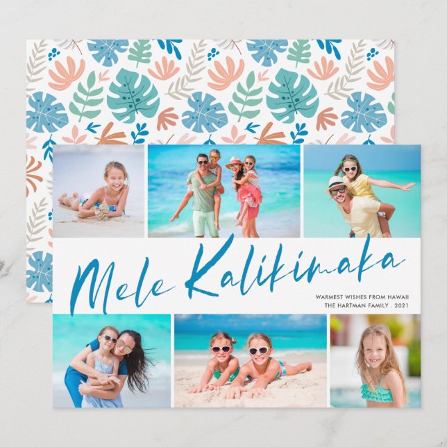 Cartes Pour Fêtes Annuelles Mele Kalikimaka 6 Photo Collage Noël (Devant / Derrière)