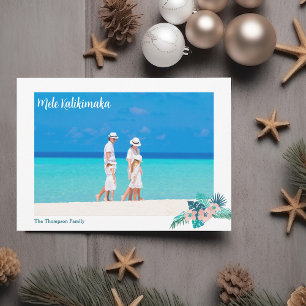 Cartes Pour Fêtes Annuelles Mele Kalikimaka Beach Family Photo Hibiscus Floral