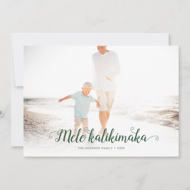 Cartes Pour Fêtes Annuelles Mele Kalikimaka Beach Photo de Noël Hol Hawaiian (Devant)