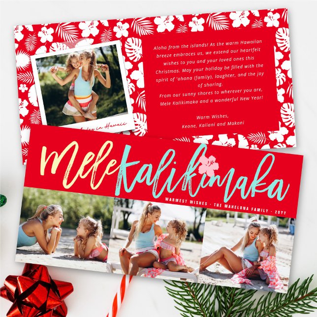 Cartes Pour Fêtes Annuelles Mele Kalikimaka Brosse Noël 3 Photo Collage (Créateur téléchargé)