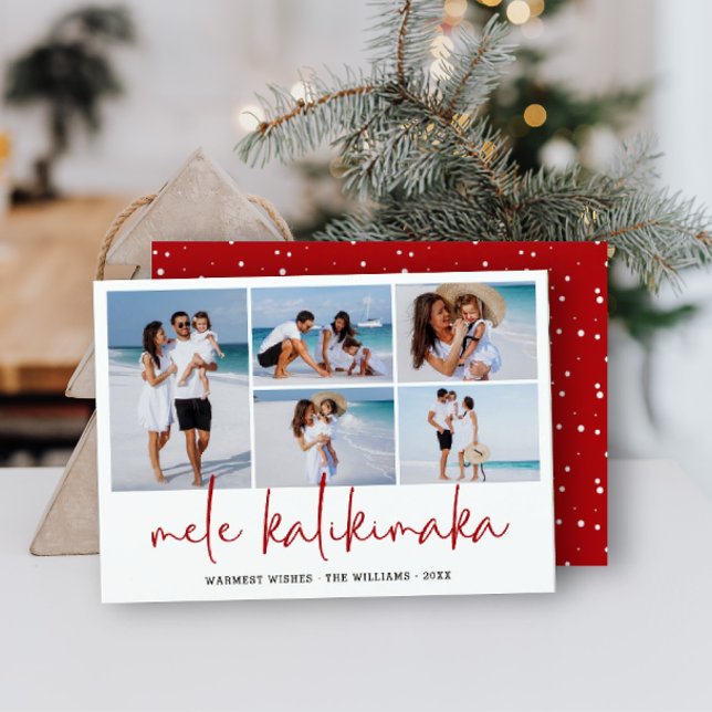 Cartes Pour Fêtes Annuelles Mele Kalikimaka Collage photo moderne Hawaïen  (Créateur téléchargé)