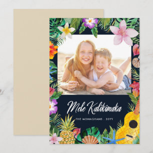 Cartes Pour Fêtes Annuelles Mele Kalikimaka Élégante photo de Noël tropicale