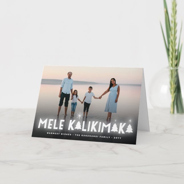 Cartes Pour Fêtes Annuelles Mele Kalikimaka Étoiles Lumineuses Photo de Noël m (Devant)