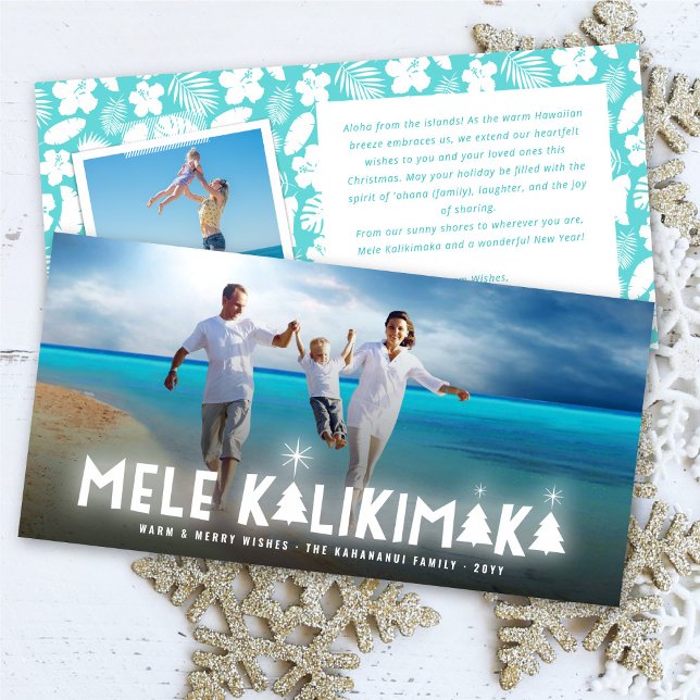 Cartes Pour Fêtes Annuelles Mele Kalikimaka Étoiles Lumineuses Photo de Noël m (Créateur téléchargé)