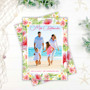 Cartes Pour Fêtes Annuelles Mele Kalikimaka Fleurs Tropicales Noël Photo