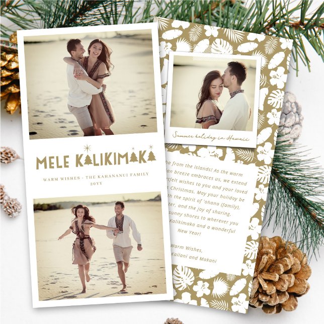 Cartes Pour Fêtes Annuelles Mele Kalikimaka Glow 2 Photo Collage Noël (Créateur téléchargé)