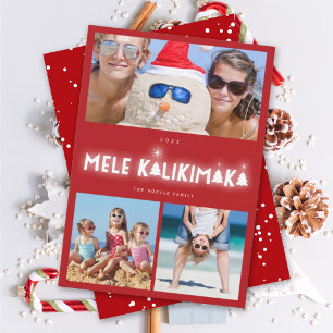 Cartes Pour Fêtes Annuelles Mele Kalikimaka Glow 3 Photo Collage Noël