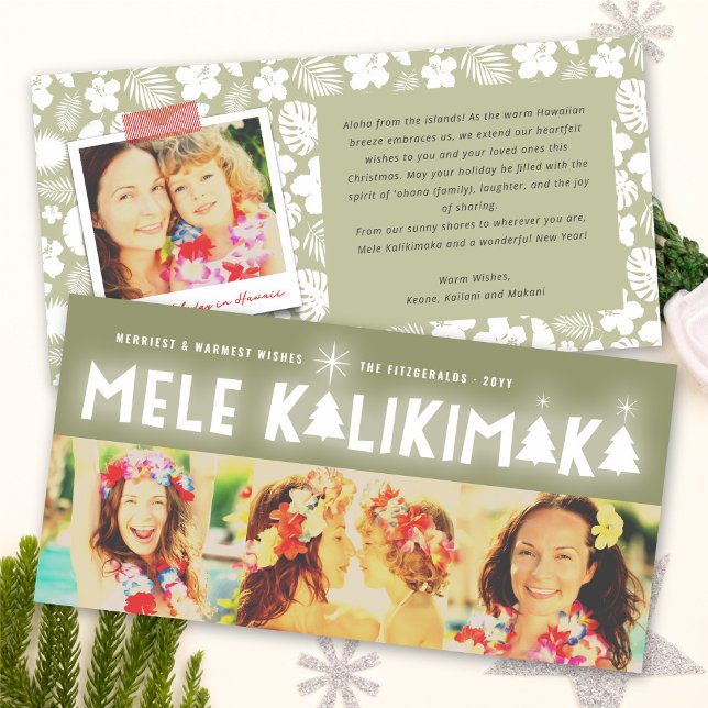 Cartes Pour Fêtes Annuelles Mele Kalikimaka Glow Christmas 3 Photo Collage (Créateur téléchargé)