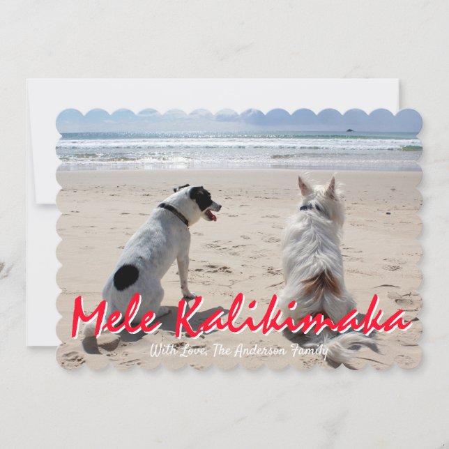 Cartes Pour Fêtes Annuelles Mele Kalikimaka Hawaiian Brossé Script Photo (Devant)