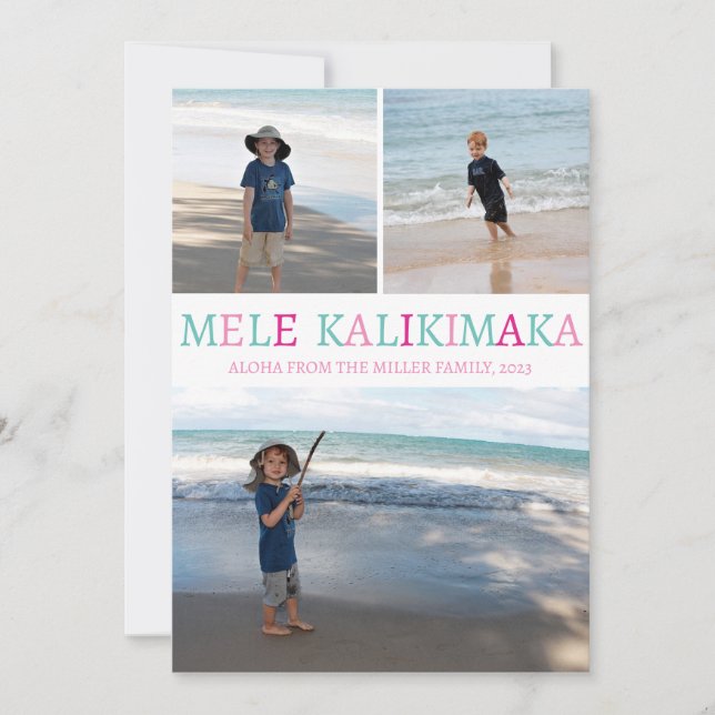 Cartes Pour Fêtes Annuelles Mele Kalikimaka Hawaiian Christmas Photo Collage (Devant)