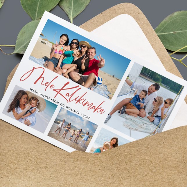 Cartes Pour Fêtes Annuelles Mele Kalikimaka Hawaiian Christmas Photo Collage (Créateur téléchargé)
