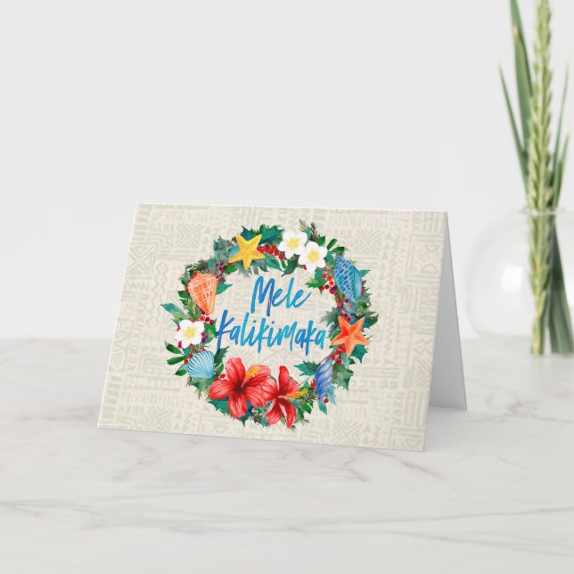 Cartes Pour Fêtes Annuelles Mele Kalikimaka Hawaiian Christmas Wreath (Devant)
