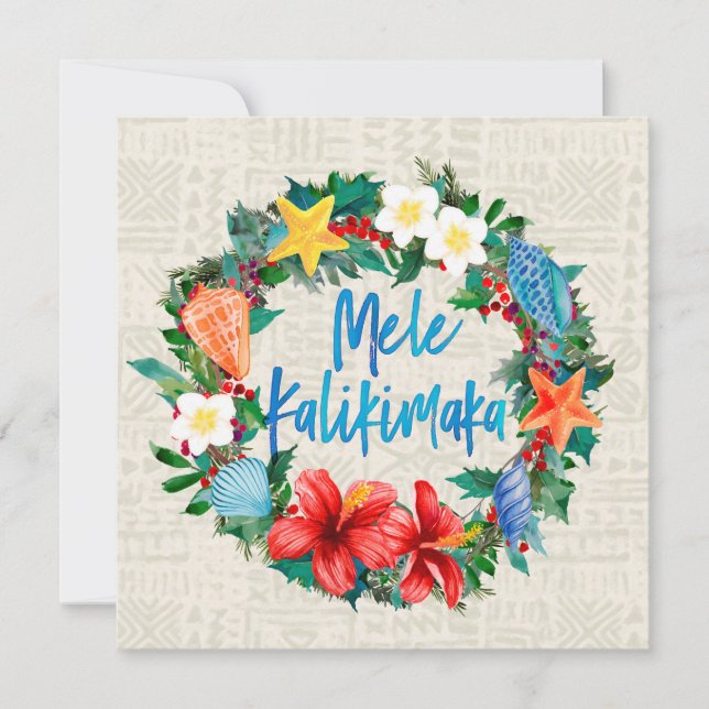 Cartes Pour Fêtes Annuelles Mele Kalikimaka Hawaiian Christmas Wreath (Devant)