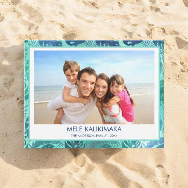 CARTES POUR FÊTES ANNUELLES MELE KALIKIMAKA HAWAIIAN TROPICAL BEACH PHOTO (Créateur téléchargé)