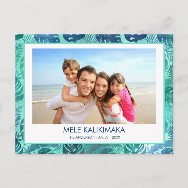 CARTES POUR FÊTES ANNUELLES MELE KALIKIMAKA HAWAIIAN TROPICAL BEACH PHOTO (Devant)