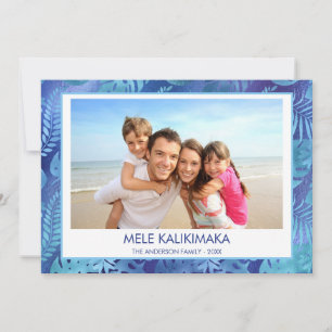CARTES POUR FÊTES ANNUELLES MELE KALIKIMAKA HAWAIIAN TROPICAL BLEU PHOTO