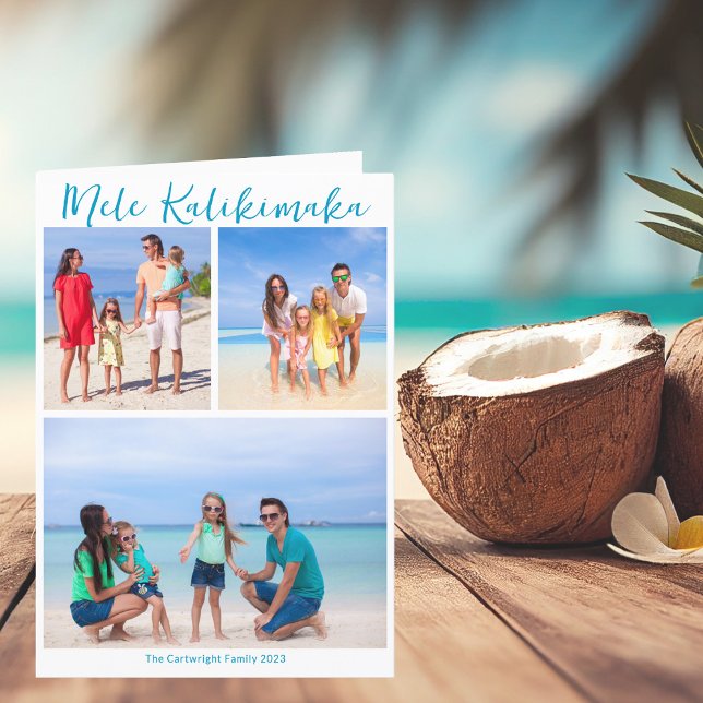 Cartes Pour Fêtes Annuelles Mele Kalikimaka Lettre de famille (Créateur téléchargé)