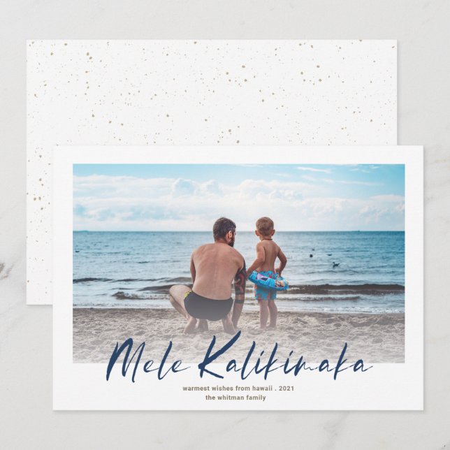 Cartes Pour Fêtes Annuelles Mele Kalikimaka Minimal Photo Marine de Noël (Devant / Derrière)