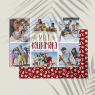 Cartes Pour Fêtes Annuelles Mele Kalikimaka Modern Photo Collage Hawaïen