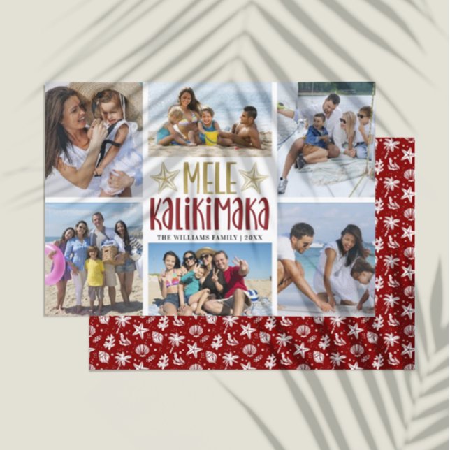 Cartes Pour Fêtes Annuelles Mele Kalikimaka Modern Photo Collage Hawaïen (Créateur téléchargé)