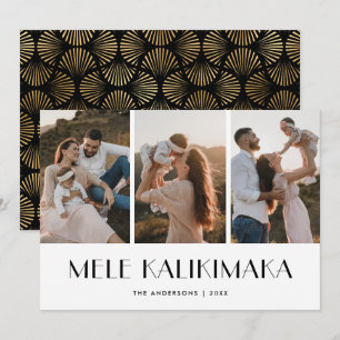 Cartes Pour Fêtes Annuelles Mele Kalikimaka Photo moderne d'or noir Noël