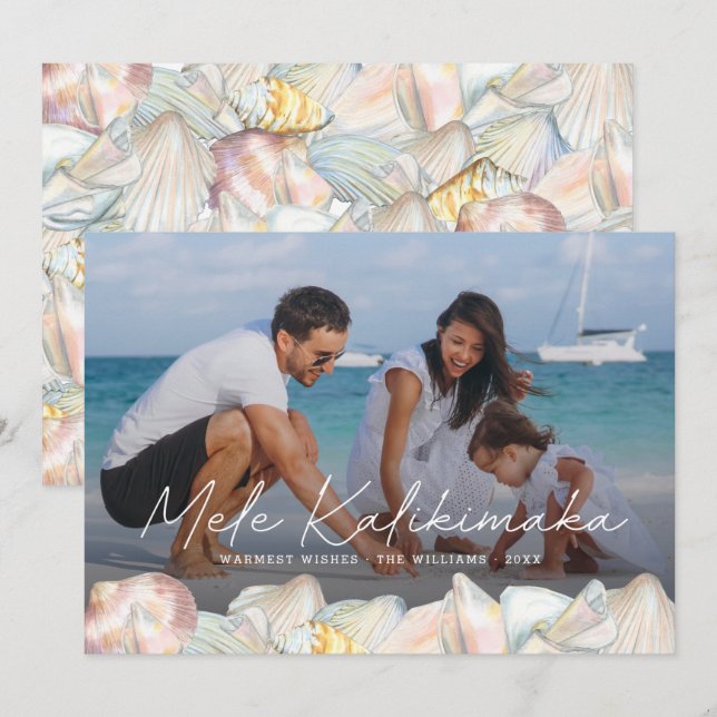Cartes Pour Fêtes Annuelles Mele Kalikimaka Photo moderne Hawaiian  (Devant / Derrière)