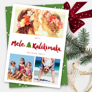 Cartes Pour Fêtes Annuelles Mele Kalikimaka Pinceau 3 Photo Collage Noël
