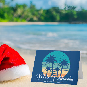 Cartes Pour Fêtes Annuelles Mele Kalikimaka Plage tropicale coucher de soleil 