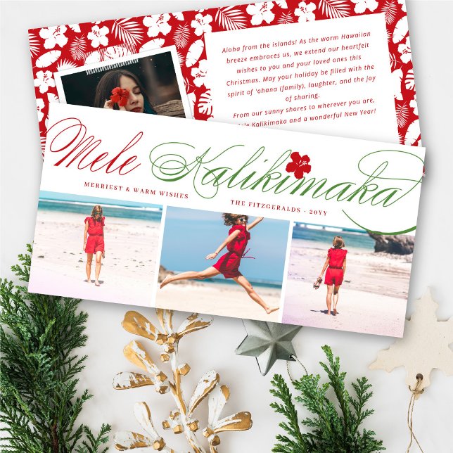 Cartes Pour Fêtes Annuelles Mele Kalikimaka Script classique Noël 3 Photo (Créateur téléchargé)