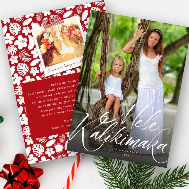 Cartes Pour Fêtes Annuelles Mele Kalikimaka Script photo de Noël (Melekimaka Christmas Card - Click on the 'Edit Using Design Tool' to further personalise your card.)