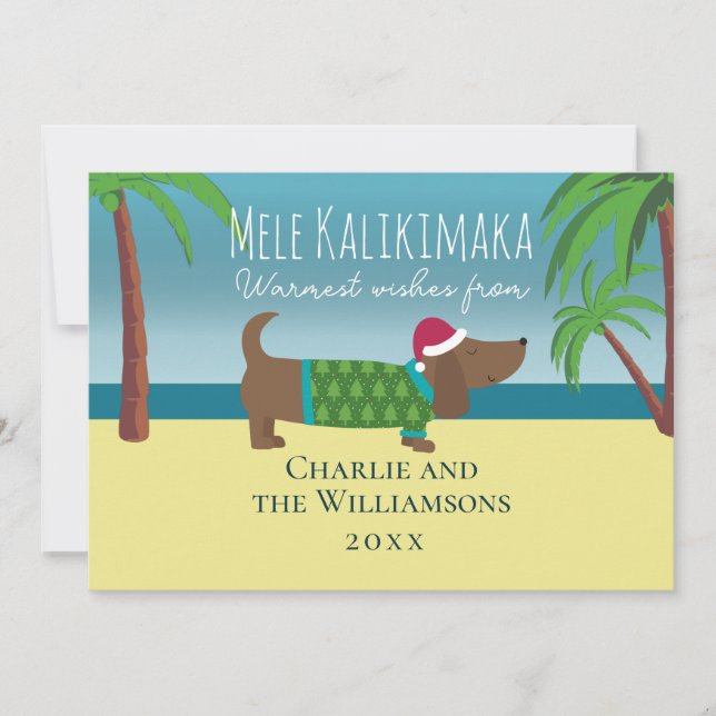 Cartes Pour Fêtes Annuelles Mele Kalikimaka Weiner Noël plat (Devant)