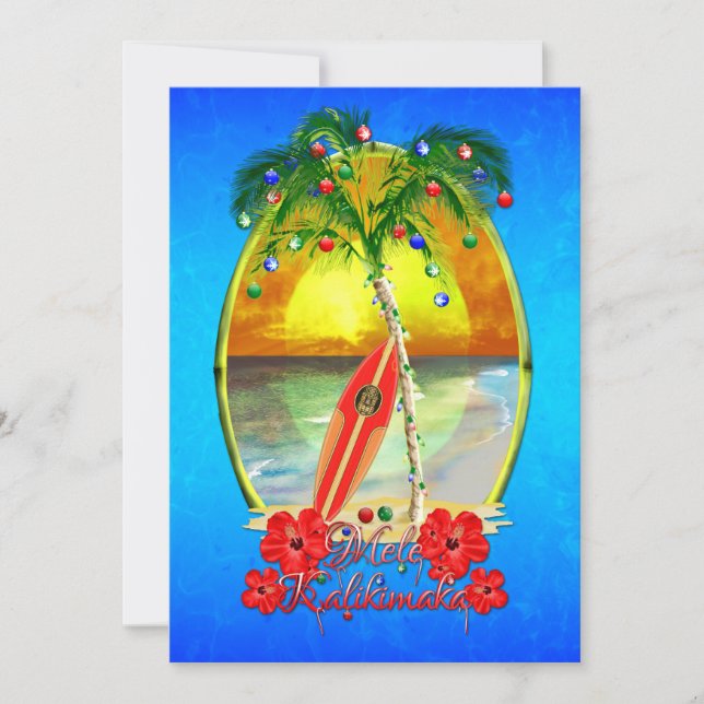 Cartes Pour Fêtes Annuelles Mele Kalikimakai Hawaiian Beach Noël (Devant)