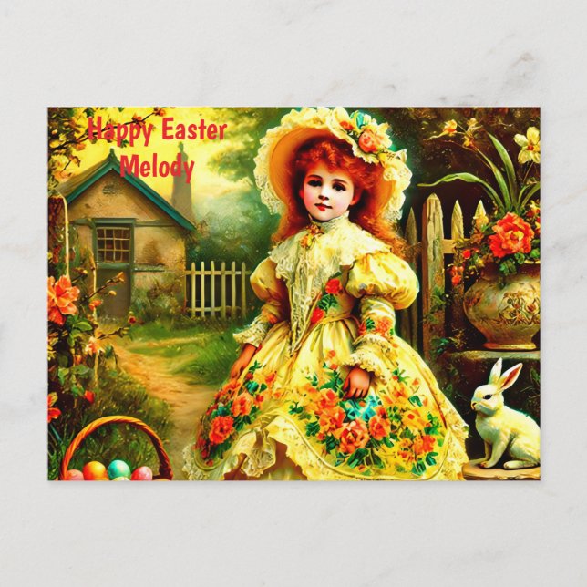 CARTES POUR FÊTES ANNUELLES MELODY ~ HAPPY EASTER BUNNY GREETING ~ (Devant)