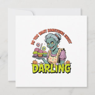 Cartes Pour Fêtes Annuelles Mémé Zombie – Douce Chérie d'Halloween