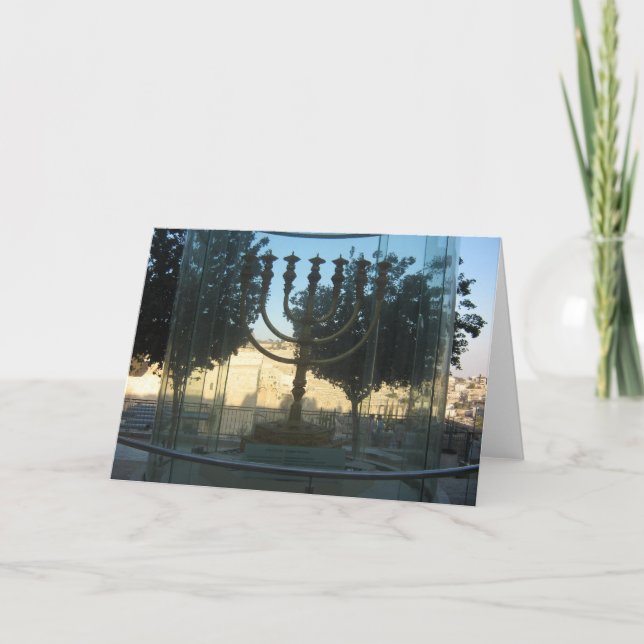 Cartes Pour Fêtes Annuelles Ménorah d'or (Devant)