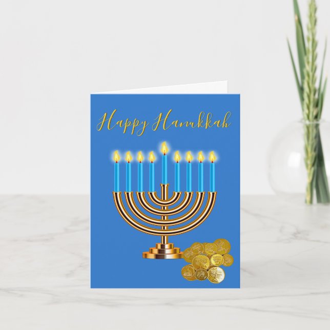 Cartes Pour Fêtes Annuelles Menorah Hanoukka (Devant)