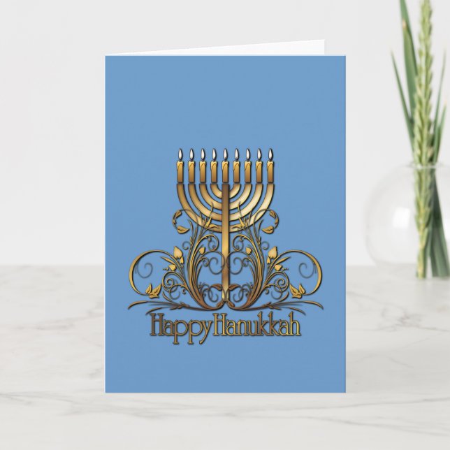Cartes Pour Fêtes Annuelles Menorah Hanoukka Salutation (Devant)