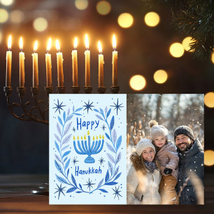 Cartes Pour Fêtes Annuelles Menorah Joyeux Hanukkah Photo PERSONNALISÉE