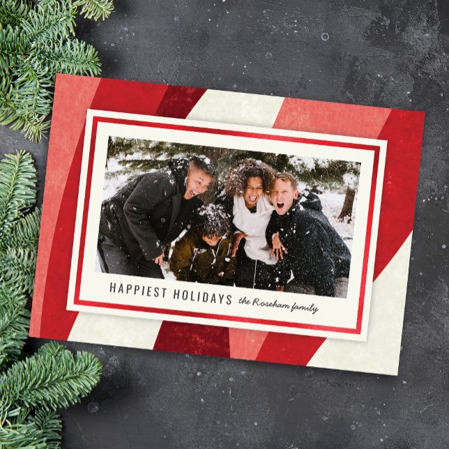 Cartes Pour Fêtes Annuelles Menthe poivrée Abstraite photo rouge Noël (Créateur téléchargé)