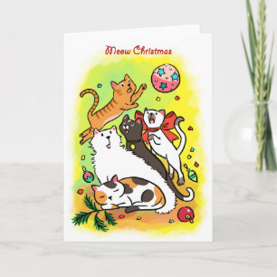 Cartes Pour Fêtes Annuelles Meow Christmas