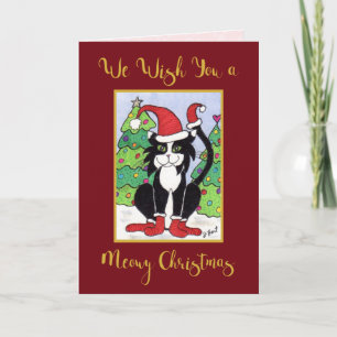 Cartes Pour Fêtes Annuelles Meowny Christmas Cute Tuxedo Chat Fête Personnalis