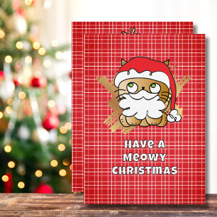 Cartes Pour Fêtes Annuelles Meowny Christmas Funny Chat Cartoon mignonne