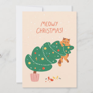 Cartes Pour Fêtes Annuelles Meowny Christmas - Mischievous Feline Fun