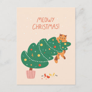 Cartes Pour Fêtes Annuelles Meowny Christmas - Mischievous Feline Fun