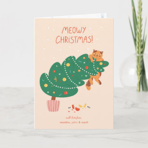 Cartes Pour Fêtes Annuelles Meowny Christmas - Mischievous Feline Fun