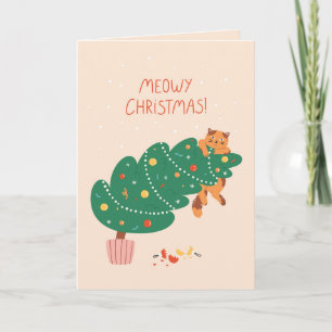Cartes Pour Fêtes Annuelles Meowny Christmas - Mischievous Feline Fun